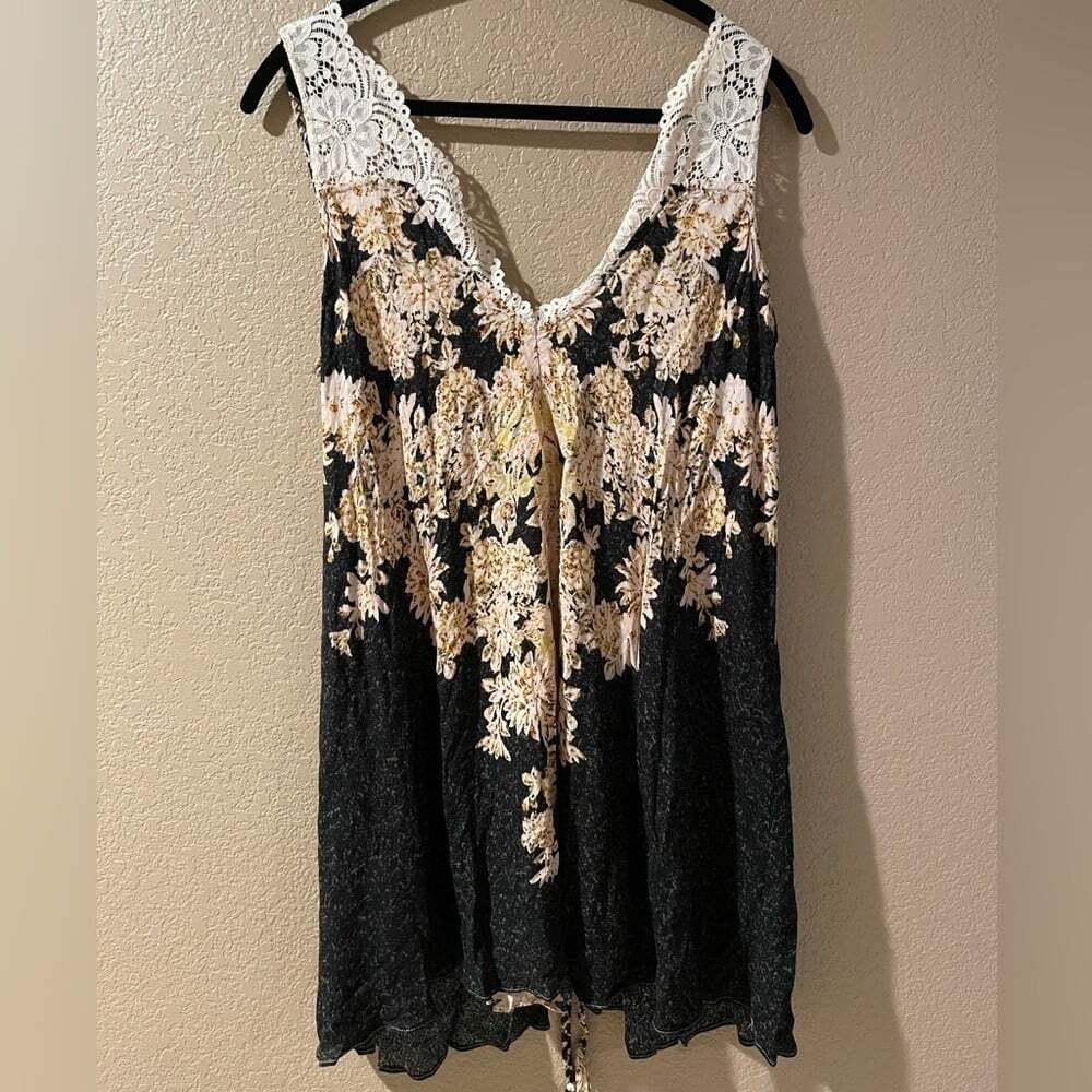 Free People Black and Cream Lace Dress